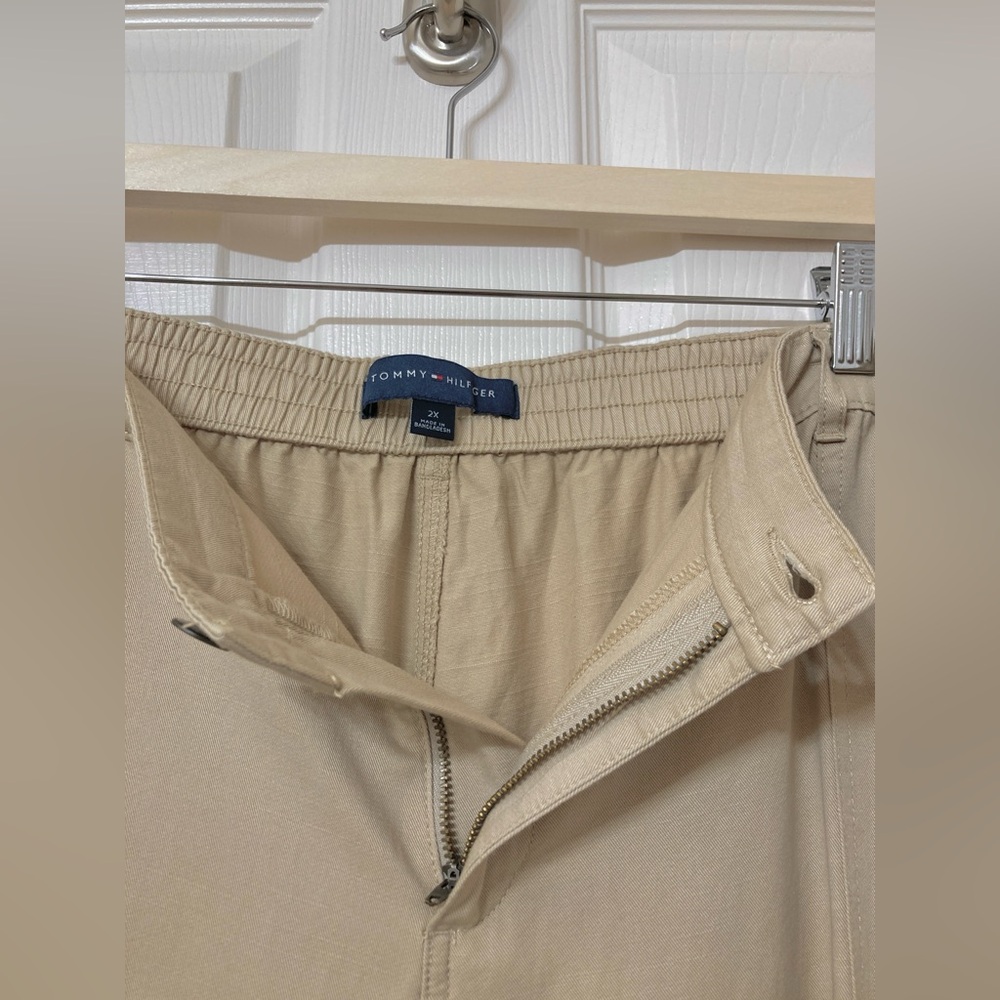 Tommy Hilfiger Women’s Khaki High Rise Tapered Ankle Cargo Pants 2X Utility Y2K - Picture 2 of 9